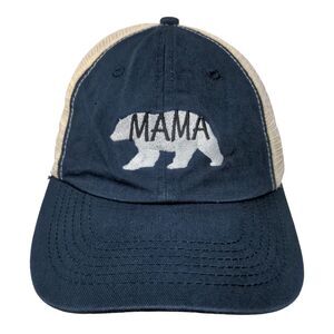 MAMA Strapback Trucker Hat Blue OSFM Adjustable Embroidered Mesh Back Ponyback